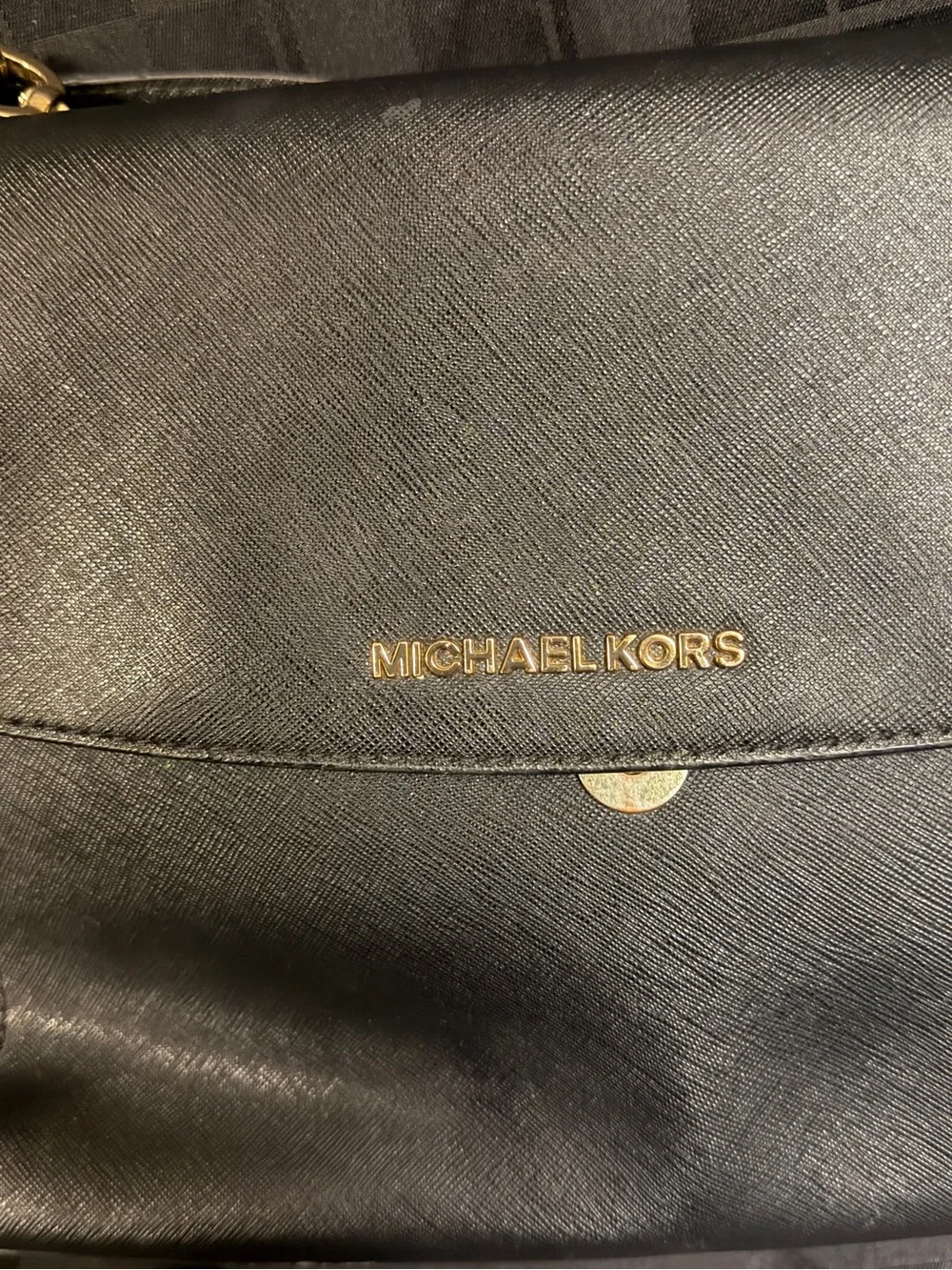 Michael Kors Black Saffiano Satchel with Gold Hardware
